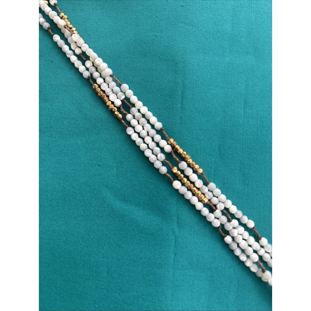 Chan Luu Sterling Beaded Necklace Gold Toned 16 1/2" 4 Strands - Picture 8 of 9